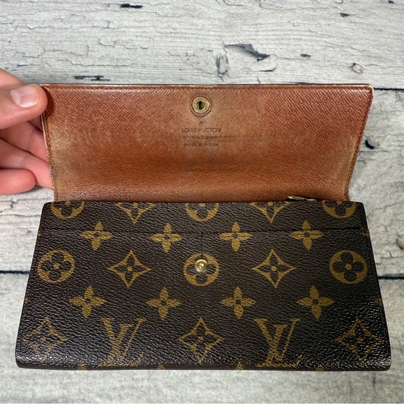 Louis Vuitton Portefeuille Sarah Long Bifold Wallet Brown Monogram Leather - Picture 7 of 16